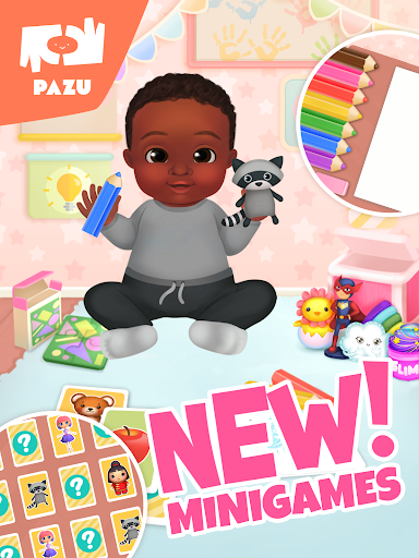 A vibrant and playful scene of a virtual baby fashion makeover with colorful outfits and accessories, evoking creativity and fun.