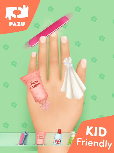 A vibrant and creative nail art design representing the endless possibilities and fun found within the Nail Salon App by Pazugames.