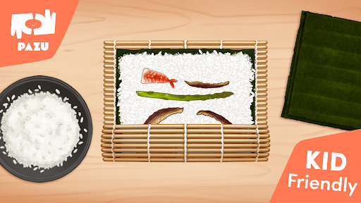 A joyful representation of sushi-making, capturing the excitement and creativity of becoming a sushi chef through an engaging and educational app experience.