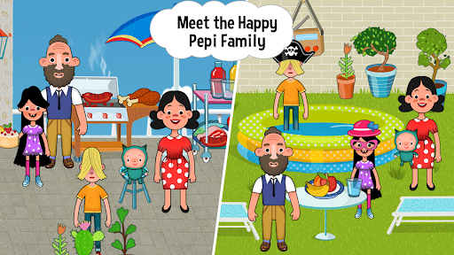 A joyful child playing and learning with Pepi Home, showcasing the app's interactive and educational features.