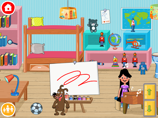 A joyful child playing and learning with Pepi Home, showcasing the app's interactive and educational features.