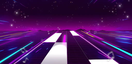 A vibrant and dynamic representation of musical notes and piano keys, capturing the excitement and joy of playing the Piano Beat Rhythm Game.