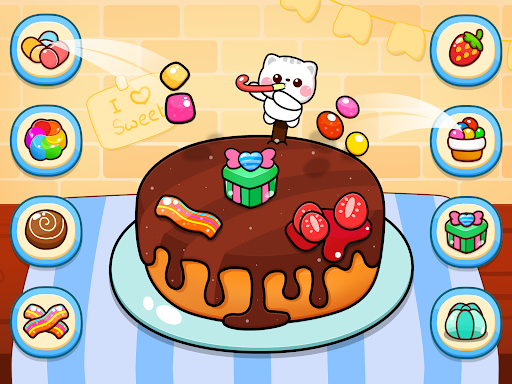 A joyful piggy panda surrounded by colorful cakes and pastries, embodying the fun and creativity of cake-making adventures.