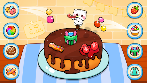 A joyful piggy panda surrounded by colorful cakes and pastries, embodying the fun and creativity of cake-making adventures.