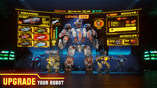 A thrilling scene of giant robots engaged in an epic battle, representing the adrenaline and strategy of War Robots Game.