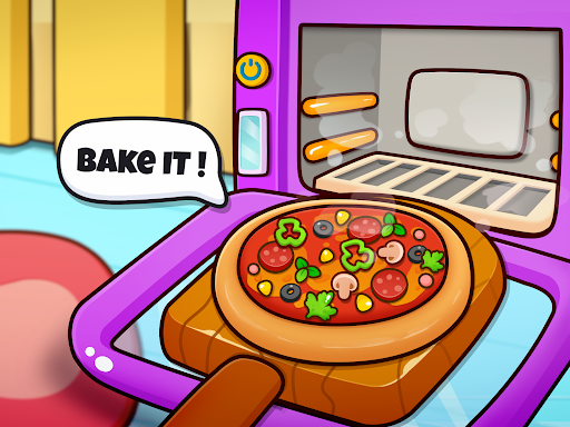 A cheerful chef tossing pizza dough in a vibrant, lively kitchen, capturing the joy and creativity of making pizza.