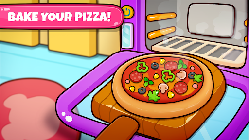 A cheerful chef tossing pizza dough in a vibrant, lively kitchen, capturing the joy and creativity of making pizza.