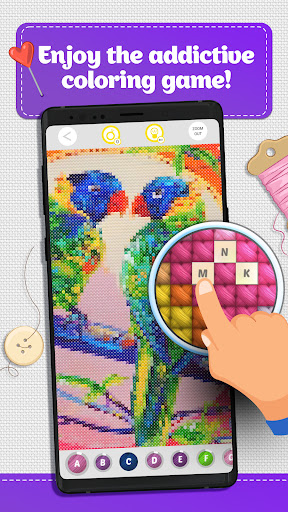 A calming and creative digital cross-stitch experience, bridging tradition with modern relaxation.