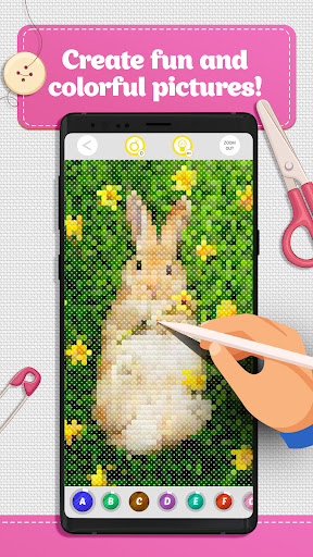 A calming and creative digital cross-stitch experience, bridging tradition with modern relaxation.