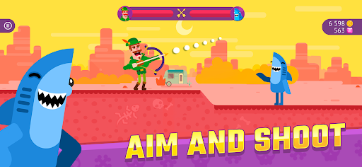 A colorful depiction of a bowmaster aiming with precision, capturing the excitement and fun of the game Bowmasters.