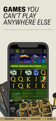 An exciting and dynamic visual representation of the gaming experience offered by the MGM Casino App, capturing the thrill and enjoyment of online casino games.