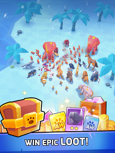 A fierce battle scene in the Animal Warfare game, where diverse animals engage in strategic combat, evoking a sense of adventure and excitement.