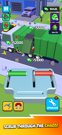 A colorful and engaging depiction of waste management with animated characters actively sorting and recycling garbage, showcasing the fun and educational aspects of the Garbage Mobile Game.