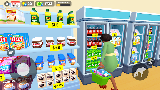 A virtual supermarket bustling with activity, showcasing the vibrant and engaging atmosphere of the Supermarket Simulator Game.