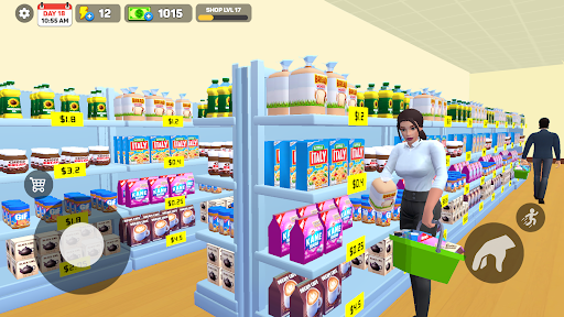 A virtual supermarket bustling with activity, showcasing the vibrant and engaging atmosphere of the Supermarket Simulator Game.