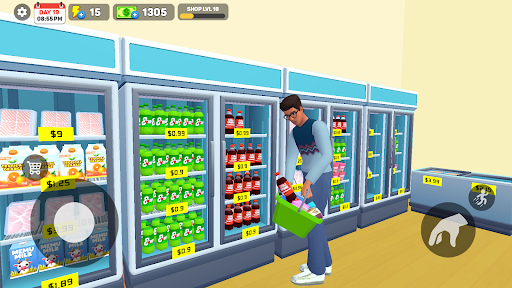 A virtual supermarket bustling with activity, showcasing the vibrant and engaging atmosphere of the Supermarket Simulator Game.