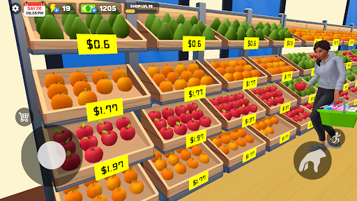 A virtual supermarket bustling with activity, showcasing the vibrant and engaging atmosphere of the Supermarket Simulator Game.