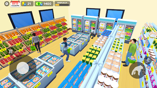 A virtual supermarket bustling with activity, showcasing the vibrant and engaging atmosphere of the Supermarket Simulator Game.