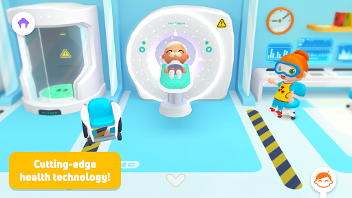 A vibrant and bustling hospital scene where children explore and learn through playful interactions, embodying the spirit of curiosity and empathy.