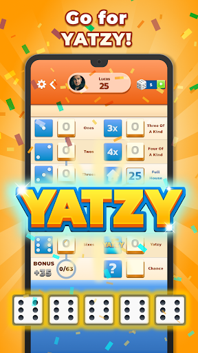 A group of friends joyfully playing Yatzy, rolling dice with anticipation and excitement, capturing the essence of strategic fun and camaraderie.