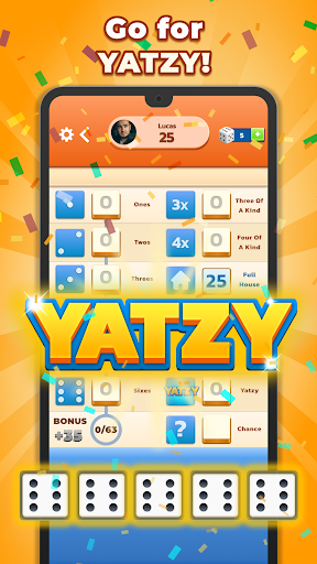 A group of friends joyfully playing Yatzy, rolling dice with anticipation and excitement, capturing the essence of strategic fun and camaraderie.