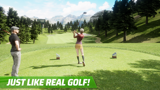 A golfer joyfully swings on a virtual golf course, embodying the thrill and excitement of the Golf King game.