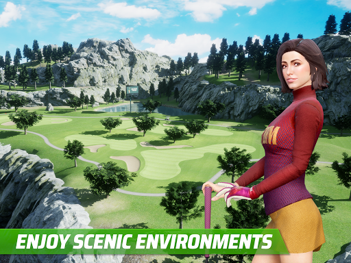 A golfer joyfully swings on a virtual golf course, embodying the thrill and excitement of the Golf King game.