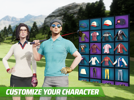 A golfer joyfully swings on a virtual golf course, embodying the thrill and excitement of the Golf King game.