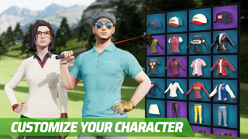 A golfer joyfully swings on a virtual golf course, embodying the thrill and excitement of the Golf King game.