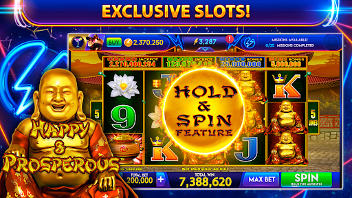 A vibrant and thrilling casino slot machine game that captures the excitement and anticipation of a real casino, with bright lights and spinning reels enticing players to try their luck.