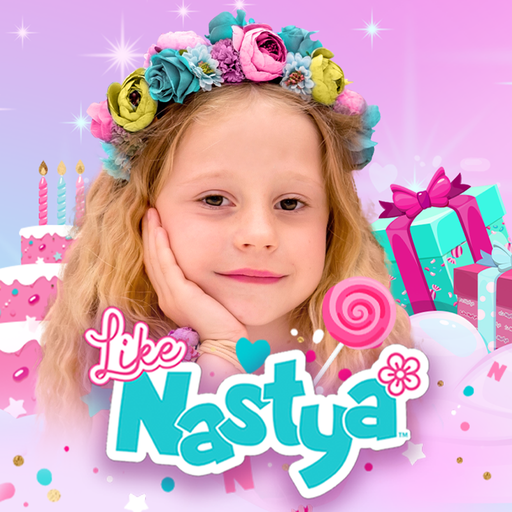 A colorful and imaginative event planning scene, filled with joy and creativity, representing the playful and educational theme of the Like Nastya App.