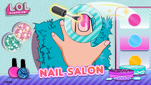 An enchanting digital beauty salon filled with vibrant colors, catering to the creative whims of playful children.