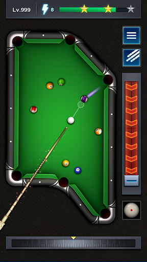 A lively and engaging digital representation of a billiards table with vibrant pool balls scattered across it, encapsulating the excitement and strategy of playing pool online through the 8 Ball Pool app.