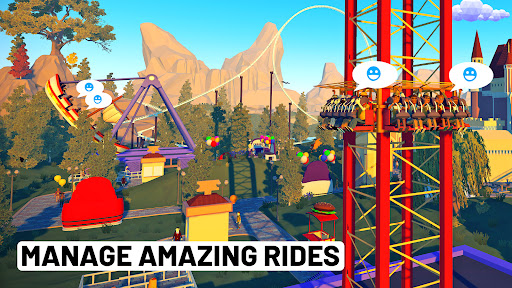 A thrilling roller coaster ride under a bright, blue sky, capturing the excitement and adventure of the Real Coaster Game.