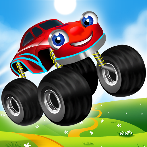 Excitement and adventure of monster trucks racing for kids, conveying thrill and joy.