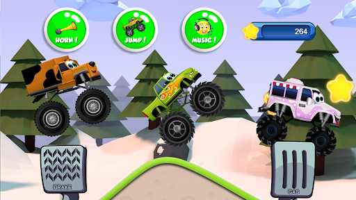 Excitement and adventure of monster trucks racing for kids, conveying thrill and joy.