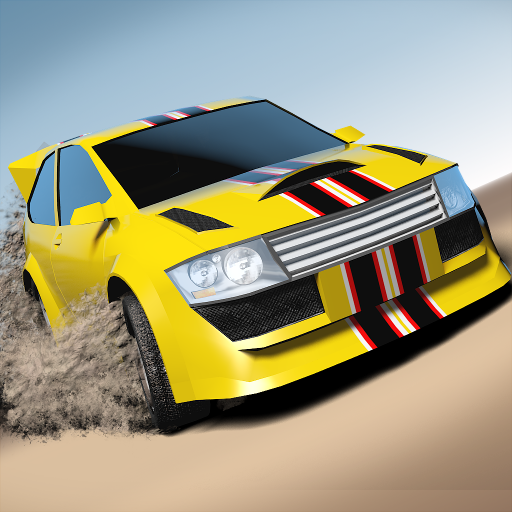 A thrilling rally car racing through a vibrant, challenging track, capturing the excitement and speed of the Rally Fury game.