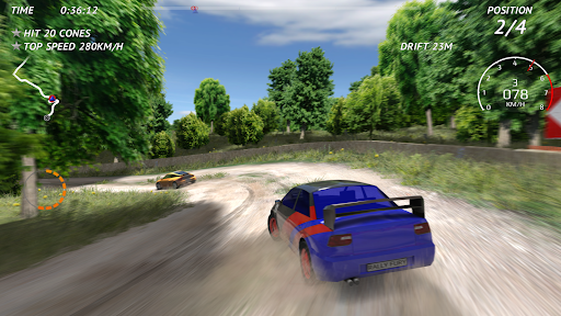 A thrilling rally car racing through a vibrant, challenging track, capturing the excitement and speed of the Rally Fury game.