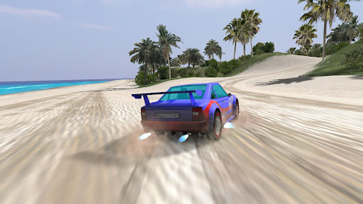 A thrilling rally car racing through a vibrant, challenging track, capturing the excitement and speed of the Rally Fury game.