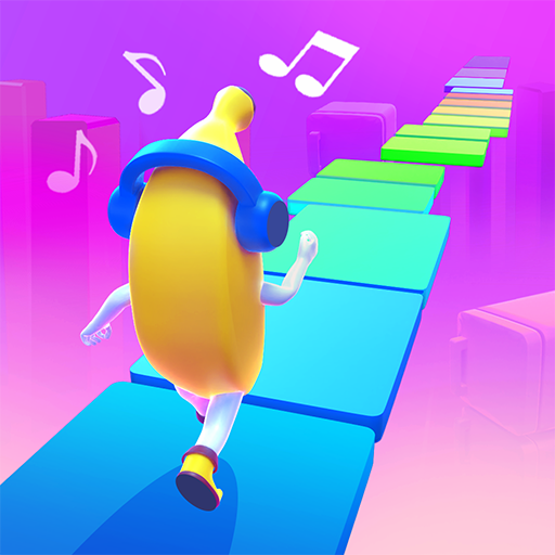 A lively scene of colorful, dynamic dance movements on a musical path, capturing the thrill and excitement of rhythmic gameplay.