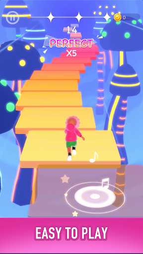 A lively scene of colorful, dynamic dance movements on a musical path, capturing the thrill and excitement of rhythmic gameplay.