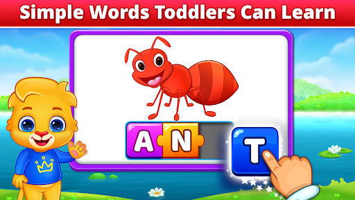 A joyful toddler engaging with an educational app, symbolizing the fun and excitement of learning through interactive spelling games.