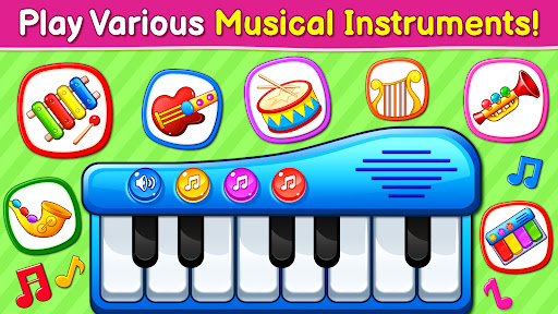 A joyful child exploring a colorful and vibrant world of music and learning through a playful app, fostering creativity and joy.