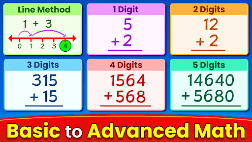 A joyful child solving math problems with colorful numbers and playful graphics, embodying the excitement of learning through play.