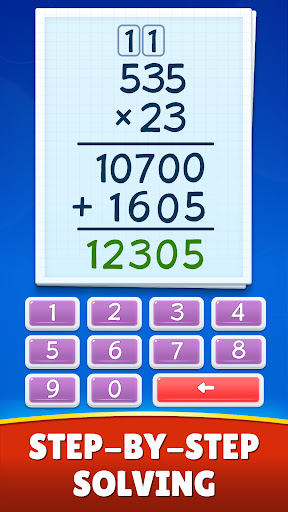 A joyful child solving math problems with colorful numbers and playful graphics, embodying the excitement of learning through play.