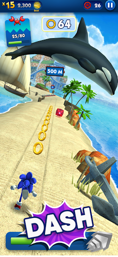 Experience the thrill and nostalgia of Sonic Dash, an endless runner game featuring Sonic the Hedgehog dashing through vibrant worlds at supersonic speeds.