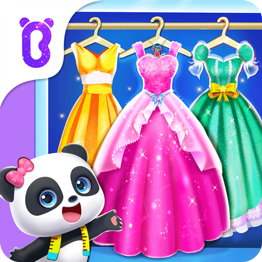 A joyful child engaged in creative play, designing colorful outfits in a virtual tailor shop, embodying the fun and educational essence of Baby Panda's Tailor.