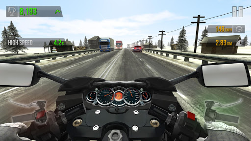 Feel the adrenaline rush as you race through traffic on a virtual motorcycle, capturing the thrill and excitement of the open road.