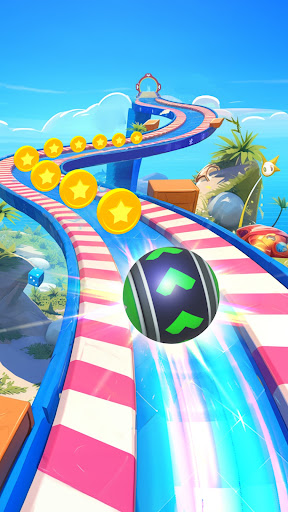 A thrilling and adventurous scene of a ball balancing on a narrow path, symbolizing the challenge and excitement of the Rolling Ball Game.