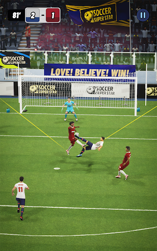 A thrilling soccer match captured in the Soccer Score Star App, showcasing intense gameplay and stunning graphics.